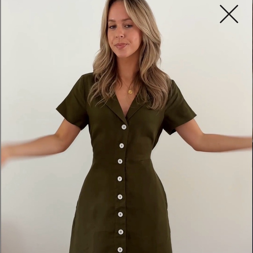Quince Navy Button-Front Dress - Picture 3 of 8